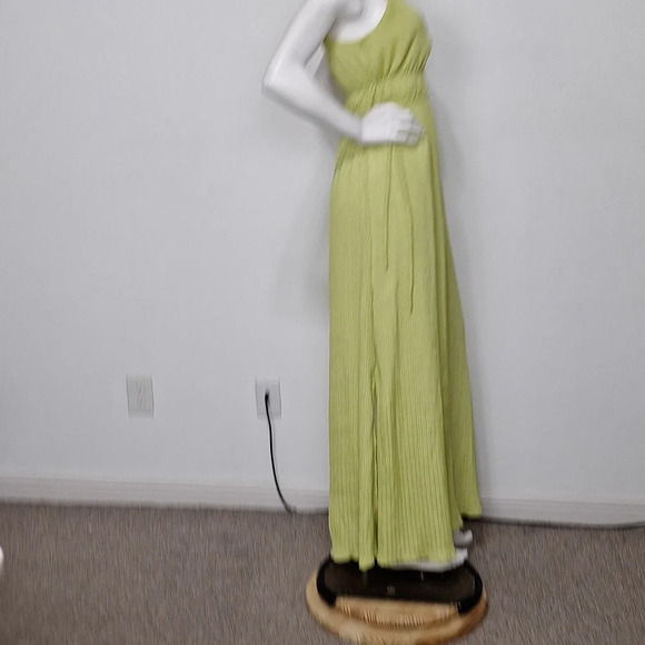 Taylor "NEW" Coquette Pear Green Bohemian Crepe Goddess Cottagecore Maxi Dress M - Picture 10 of 14
